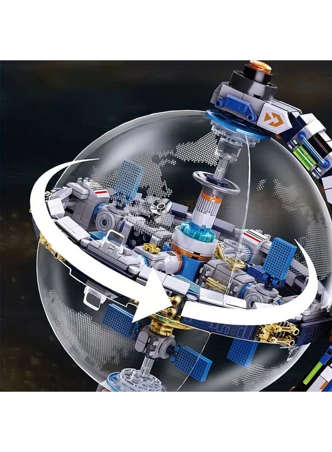 مكعبات مبنى داون غلوب سلسلة علم الفلك محطة الفضاء لعبة تعليمية للبالغين - Image 3